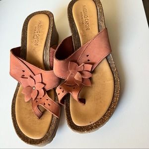 Massino Caponi Slip on wedge sandal with flower detail 7.5